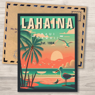 Lahaina Maui Hawaii Retro Seagull Souvenir 1950s Postkarte