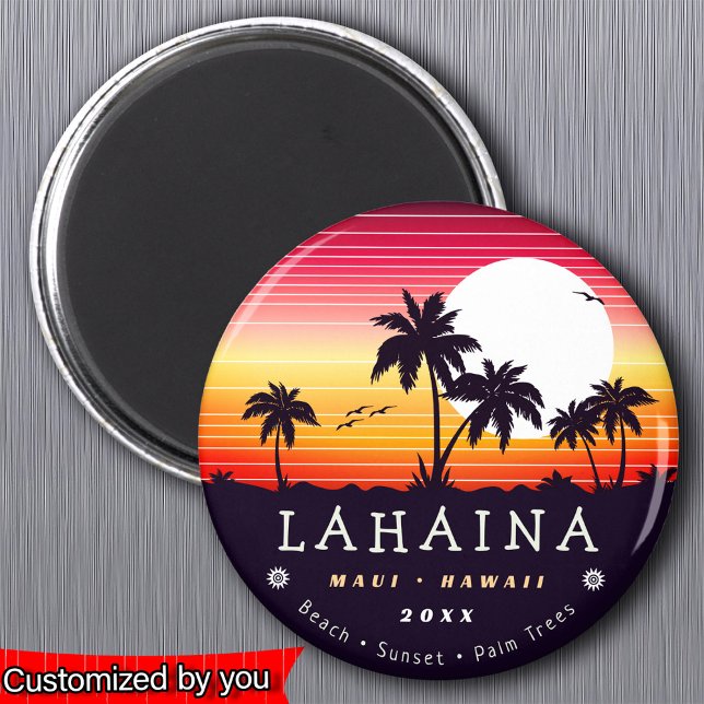 Lahaina Maui Hawaii Retro Sunset Palm Trees 60er Magnet (Von Creator hochgeladen)