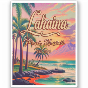 Lahaina Maui Hawaii Retro Sunset Souvenir 1950s Aufkleber