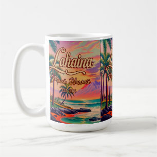 Lahaina Maui Hawaii Retro Sunset Souvenir 1950s Kaffeetasse