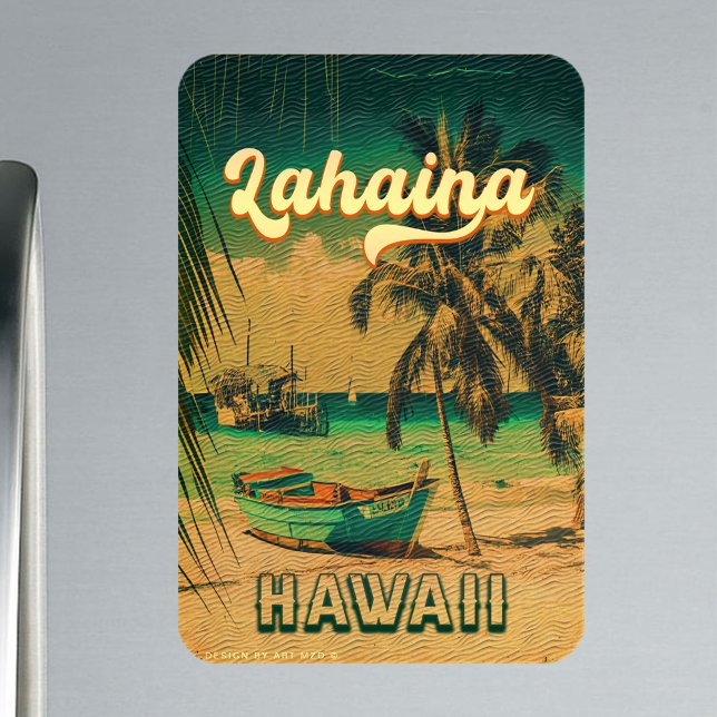 Lahaina Maui Hawaii Retro Sunset Souvenir 1950s Magnet (Von Creator hochgeladen)