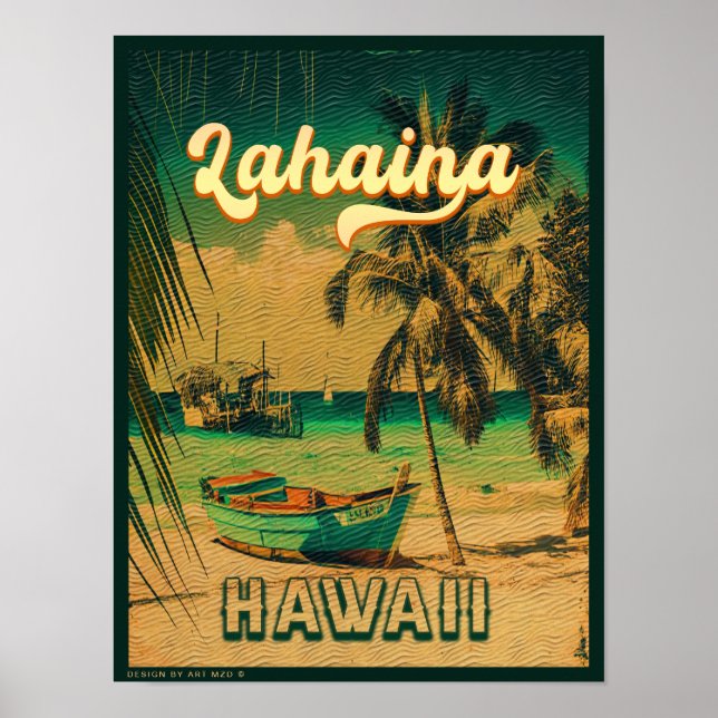 Lahaina Maui Hawaii Retro Sunset Souvenir 1950s Poster (Vorne)