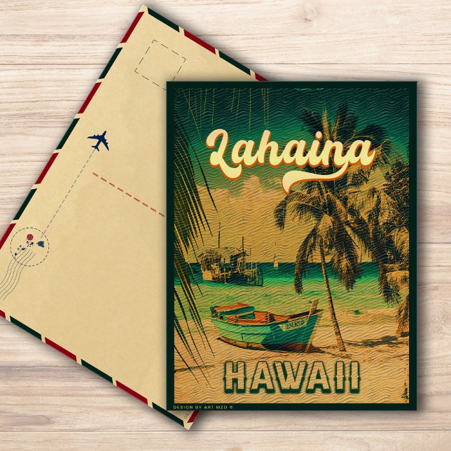 Lahaina Maui Hawaii Retro Sunset Souvenir 1950s Postkarte (Von Creator hochgeladen)