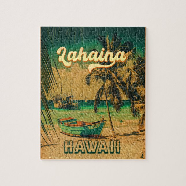 Lahaina Maui Hawaii Retro Sunset Souvenir 1960s Puzzle (Vertikal)