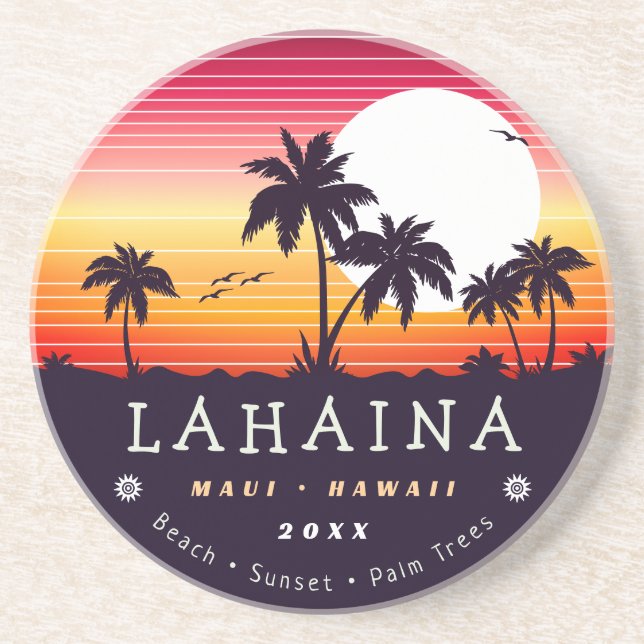 Lahaina Maui Hawaii Retro Sunset Souvenirs 60er Getränkeuntersetzer (Vorne)