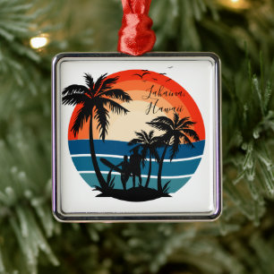 Lahaina Maui Hawaii Strand Surfen Sonnenuntergang Ornament Aus Metall
