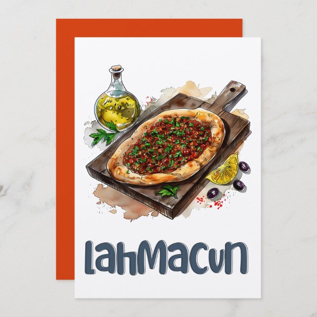 Lahmacun Pizza م ة ا ب ل ل ح ع ج ي ن Einladung (Vorne/Hinten)