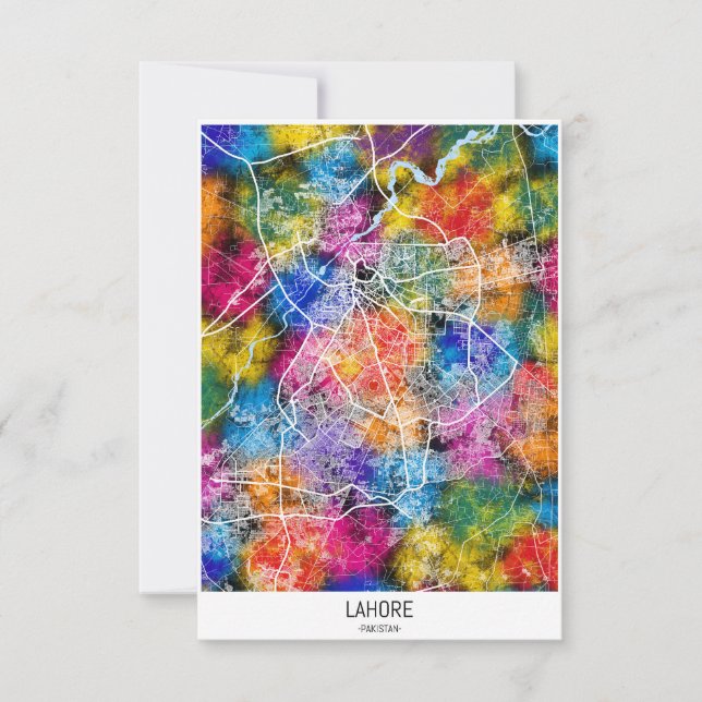 Lahore Pakistan City Map Dankeskarte (Vorderseite)