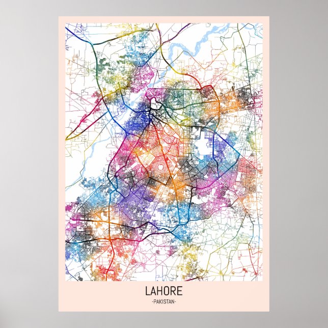 Lahore Pakistan City Map Poster (Vorne)