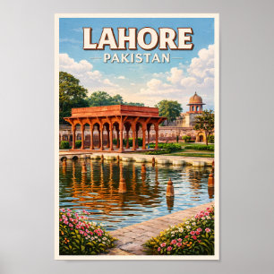 Lahore Pakistan Gärten Illustration Reise Kunst Poster