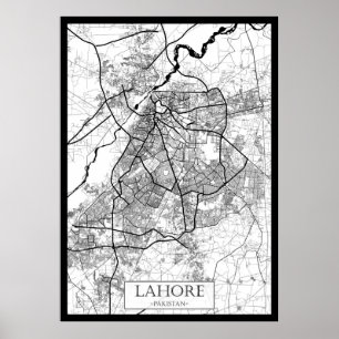 Lahore Pakistan Karte Poster