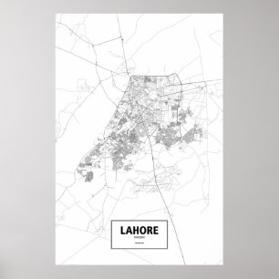 Lahore, Pakistan (schwarz auf weiß) Poster