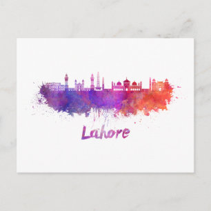 Lahore-Skyline in Aquarellfarbe Postkarte