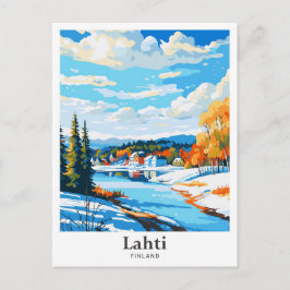 Lahti Finland Vintage Travel Potrait Illustration Postkarte