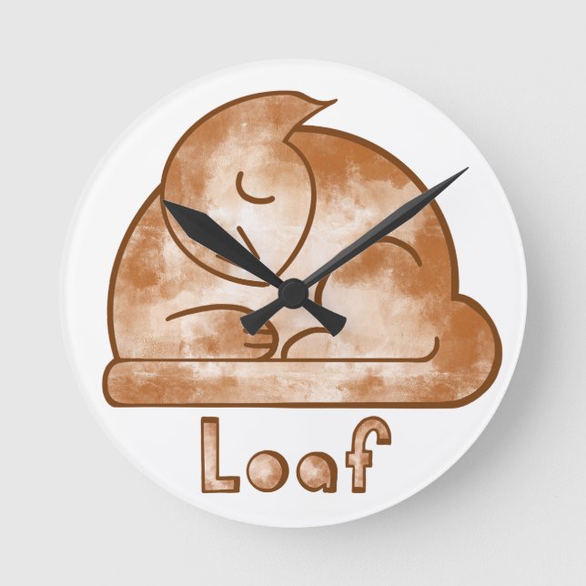 Laib Katz Runde Wanduhr (Vorderseite)