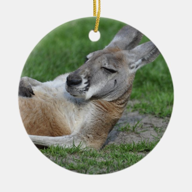 Laid-back Kangaroo Keramik Ornament (Vorne)