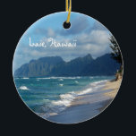 Laie Beach, Hawaii Keramik Ornament<br><div class="desc">Laie,  Hawaii Verzierung Eine großartige Art,  eine wunderbare Erinnerung an einen Besuch eines schönen Strandes in Laie,  an der Nordküste von Hawaii retten. Von celeste@khoncepts.com</div>