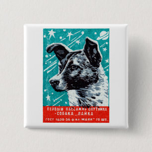 Laika 1957 der Raum-Hund Button