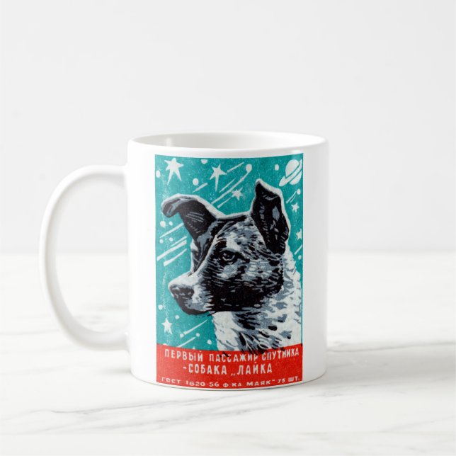 Laika 1957 der Raum-Hund Kaffeetasse (Links)