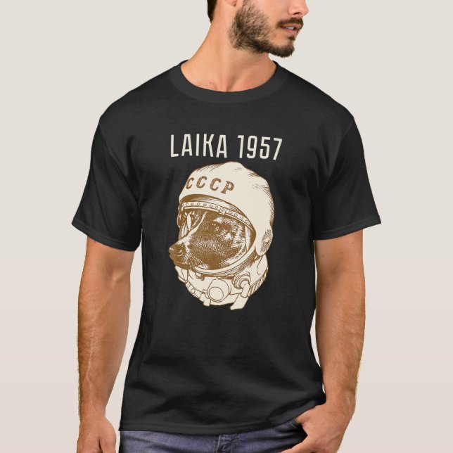 Laika Dog Sputnik Space Travel UdSSR T-Shirt (Vorderseite)