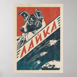 Laika, sowjetischer Weltraumhund – Vintage Retro-W Poster