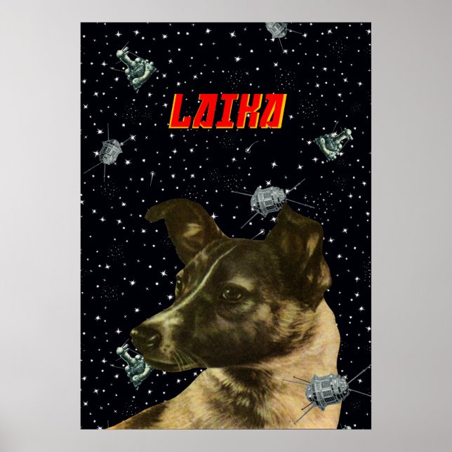 Laika — Sowjets, Gagarin Weltraumkunst Poster (Vorne)