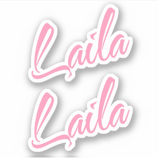 Laila Decorative Name in Pink x2 Aufkleber (Vorderseite)