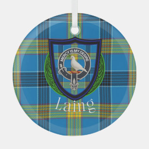 Laing schottischer Clan-Tartan und Wappen Ornament Aus Glas