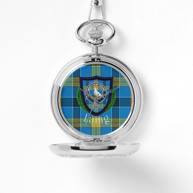 Laing Scottish Clan Tartan & Crest Armbanduhr (Vorderseite)
