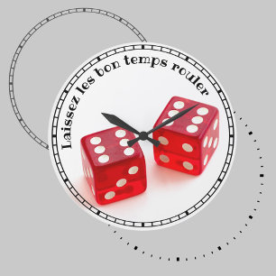 Laissez les Bon Temps Rouler Dice Große Wanduhr