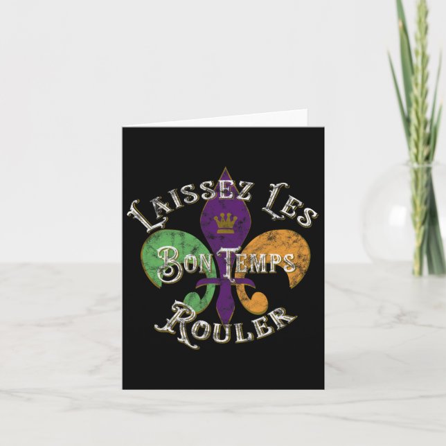 Laissez Les Bon Temps Rouler Mardi Gras 2025 Fleur Karte (Vorderseite)