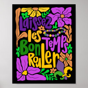 Laissez Les Bon Temps Rouler Mardi Gras Beads Boho Poster