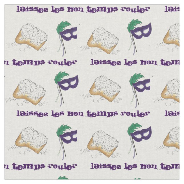 Laissez Les Bon Temps Rouler Mardi Gras Beignet Stoff (Nahaufnahme)