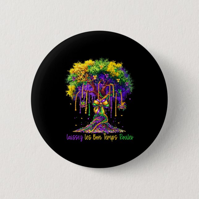 Laissez Les Bon Temps Rouler Mardi Gras Tree 2026  Button (Vorderseite)