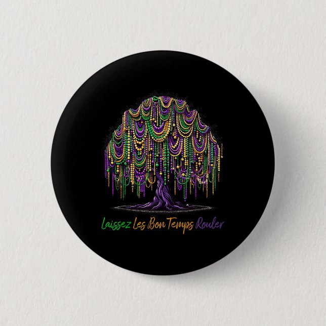 Laissez Les Bon Temps Rouler Mardi Gras Tree Beads Button (Vorderseite)