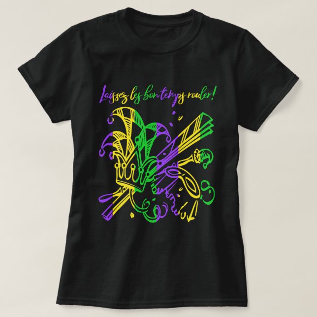 Laissez les bon temps rouller Typografie Mardi Gra T-Shirt (Design vorne)
