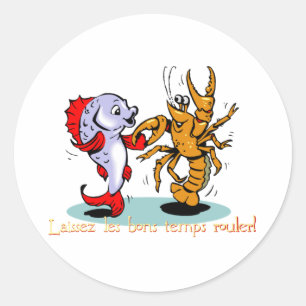 Laissez les bons temps rouler! Crawfish Mardi Gras Runder Aufkleber