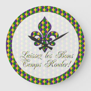 Laissez les Bons Temps Rouler! Mardi Gras Clock d1 Große Wanduhr