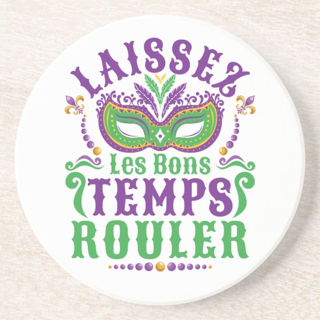 Laissez Les Bons Temps Rouler Mardi Gras Getränkeuntersetzer (Vorne)