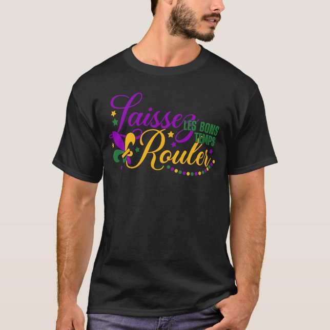 Laissez Les Bons Temps Rouler Retro Mardi Gras Car T-Shirt (Vorderseite)