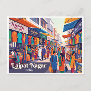 Lajpat Nagar Central Market Delhi Indien Postkarte