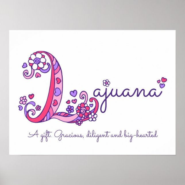 Lajuana Initial L doodle Herzart Name bedeutet Poster (Vorne)