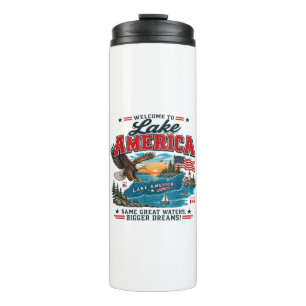 Lake America 2026 Vintage Retro Patriotischer Adle Thermosbecher