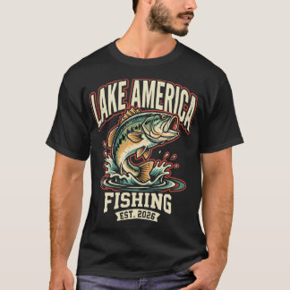 Lake America Angeln Est 2026 Vintage Bass T-Shirt