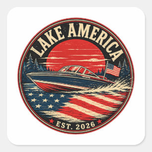 Lake America est 2026 politischer Humor Quadratischer Aufkleber