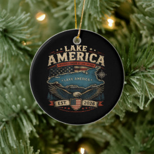 Lake America USA Zuvor Lustig Patriotisch Keramik Ornament