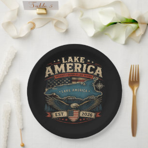 Lake America USA Zuvor Lustig Patriotisch Pappteller