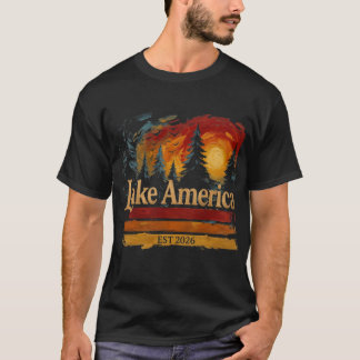 Lake America Vintage Sonnenuntergang Männer Frauen T-Shirt