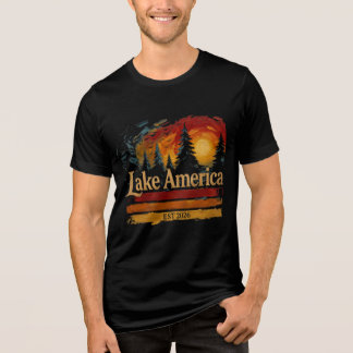 Lake America Vintage Sonnenuntergang Männer Frauen Tri-Blend Shirt