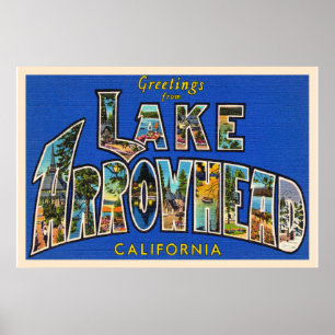 Lake Arrowhead California CA Großer Brief Postkart Poster
